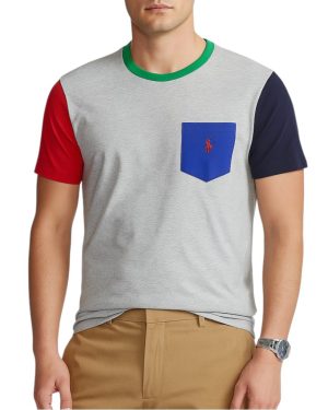 Remera Camiseta algodón Polo con Bolsillo Multicolor Gris
