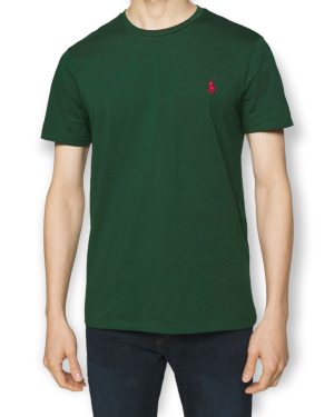 Camiseta clásica de hombre algodón de manga corta Custom SLIM FIT verde