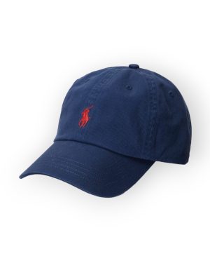 Gorra polo visera de algodón logo clásico color Azul logo rojo