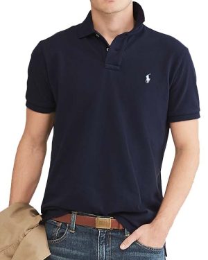 Chomba Polo de algodón oxford pique Custom fit azul oscuro