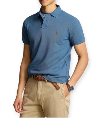 Chomba Polo de algodón oxford pique Custom fit azul piedra