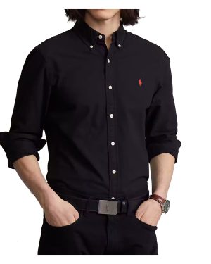 Camisa Polo Algodón Oxford Classic fit y Custom Slim Fit negra