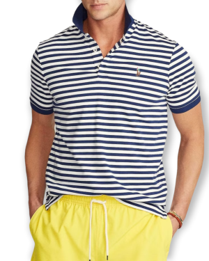 Chomba Polo de algodón rayado oxford pique Custom fit azul