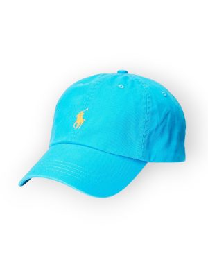 Gorra polo visera de algodón logo clásico color celeste