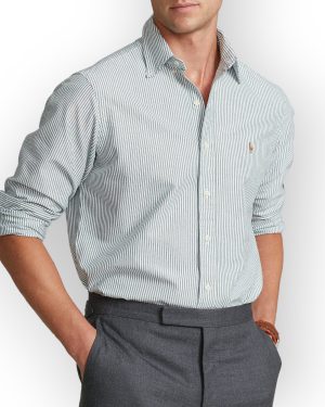 Camisa Polo rayadas Oxford custom fit rayas gris