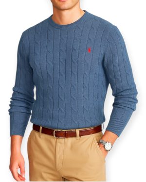 Sueter Polo de punto de ochos en hilo fino de algodón y lino