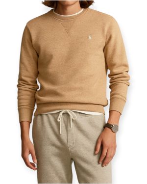 Suéter Polo de punto doble Sweater buzo Cuello Base marrón jaspeado