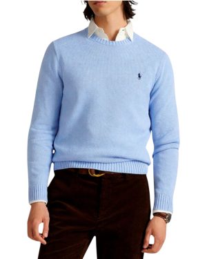 Suéter POLO de Algodón Premium Teñido en Prenda - Celeste