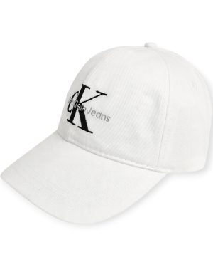 Gorra Premium de Jean CK Bordada Blanco– Ajustable con Hebilla Metálica