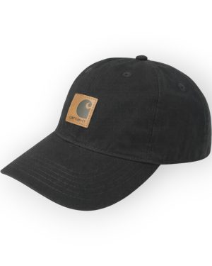 Gorra Carhartt Canvas Logo Parche cuero – Negra Ajustable