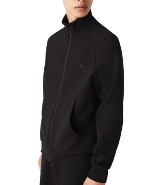 Campera Deportiva Full Zip en Algodón Premium – Negro, Cuello Alto y Calce Moderno