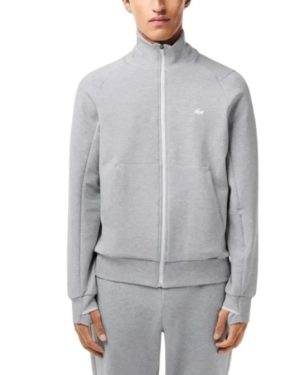 Campera Deportiva Full Zip en Algodón Premium – Gris Melange, Cuello Alto y Calce Moderno