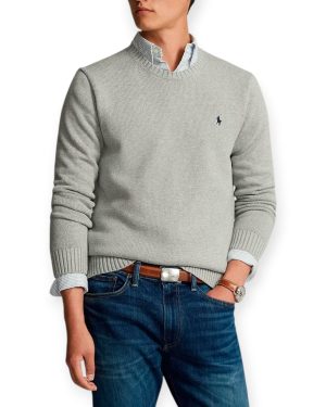 Suéter POLO de Algodón Premium Teñido en Prenda - Gris