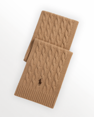 Bufanda Polo Unisex Cable-Knit en Tejido Suave Premium - Caqui