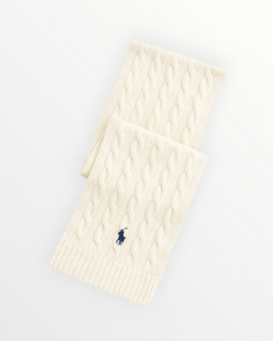 Bufanda Polo Unisex Cable-Knit en Tejido Suave Premium - Crema