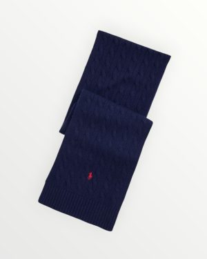 Bufanda Polo Unisex Cable-Knit en Tejido Suave Premium - Azul oscuro