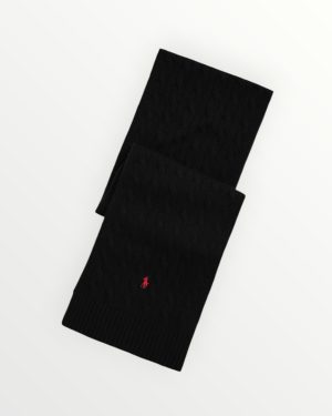 Bufanda Polo Unisex Cable-Knit en Tejido Suave Premium - Negro